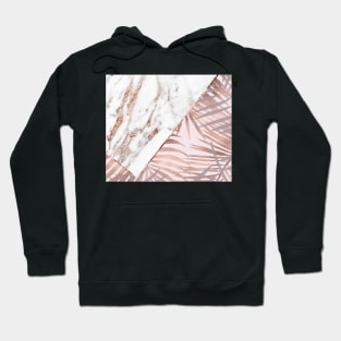 Rose gold marble & tropical ferns Hoodie